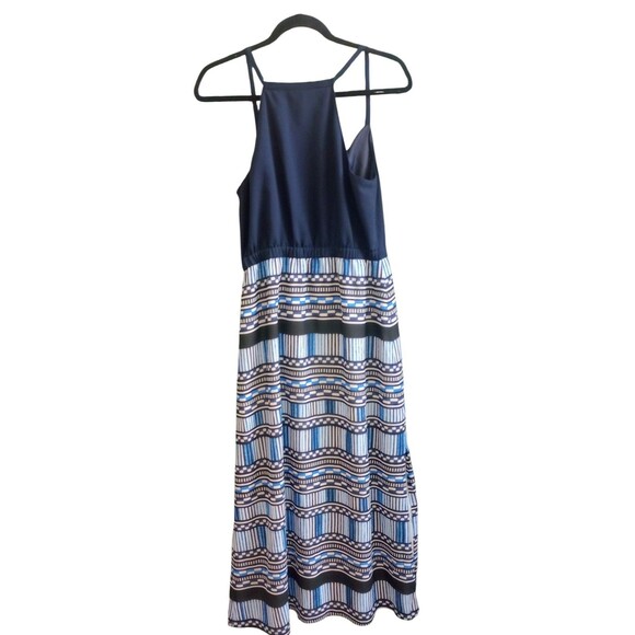 J.Crew Maxi Halter Dress Straight Skirt Geometric Size 8 Petite - Picture 2 of 5